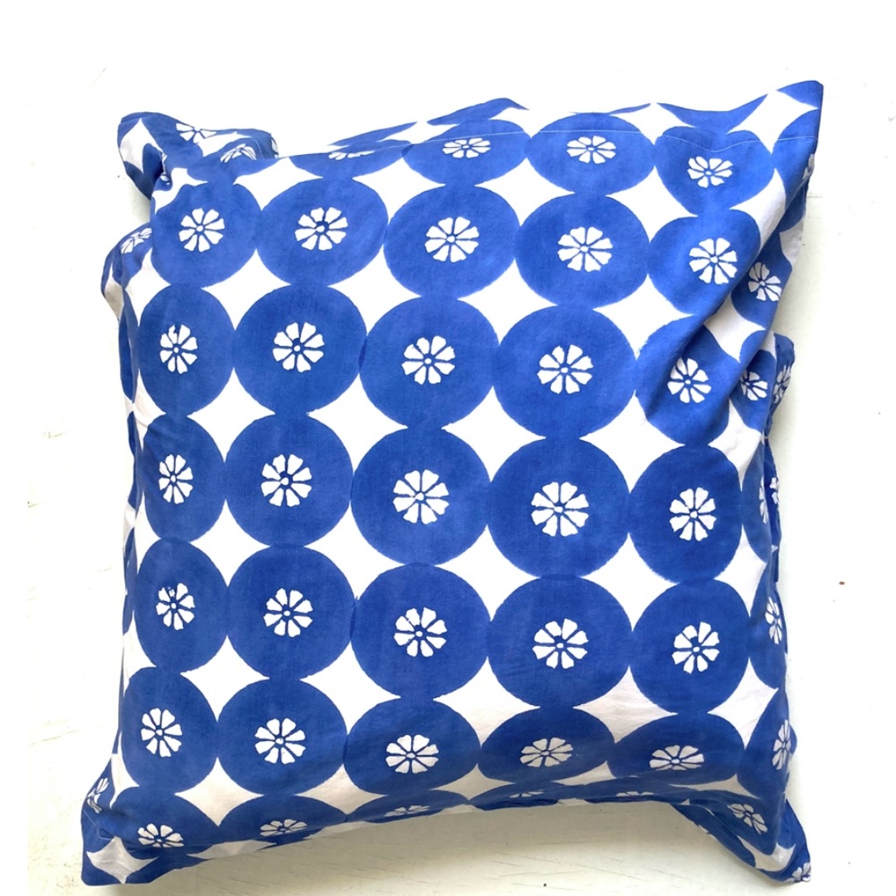 Roberta Roller Rabbit Blue and White Geometric Floral Pillow Cover - Picture 3 of 10